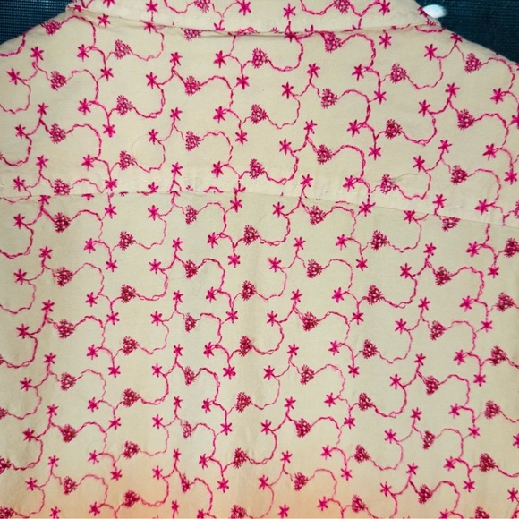 Versace Jeans Collection Peach Embroidered Ruffle Button-Down Top - Picture 7 of 11